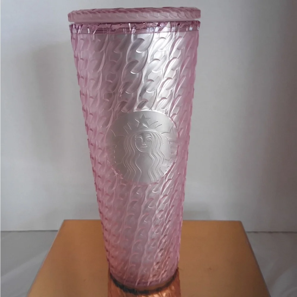 Starbucks Pink Textured Tumbler 24oz Reusable Cup w/ Lid Siren Logo BPA Free